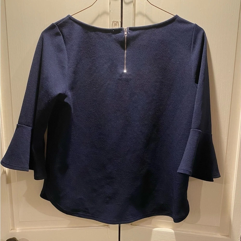 Green Envelope Knit Navy Crop Top with Back Zipper Size Large